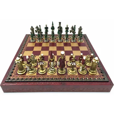 Jogo de xadrez Camelot Roi Arthur III completo sobre tabuleiro em simili-couro