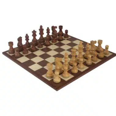 Conjunto Classic VII Tabuleiro e Jogo de Xadrez em Pau-Rosa Dourado