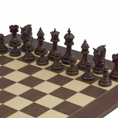 Ensemble Porte du Roi Echiquier en Bois d'Erable & Jeu d'Echecs en Bois de Rose