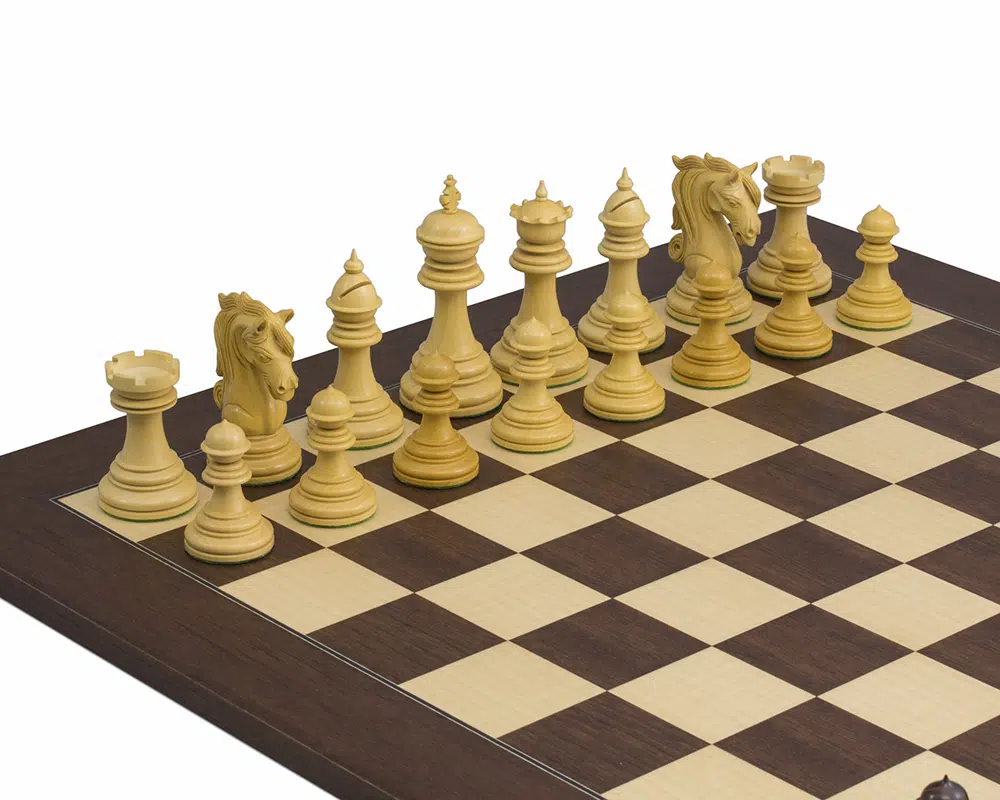 Ensemble Porte du Roi Echiquier en Bois d'Erable & Jeu d'Echecs en Bois de Rose