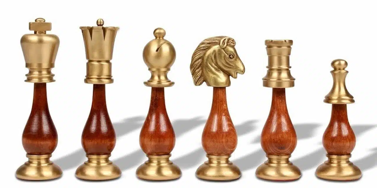 Conjunto Oriental Olmo Tabuleiro de Xadrez com Pé em Madeira de Olmo com Gaveta de Arrumação & Jogo de Xadrez em Madeira e Latão Maciço - Image 11