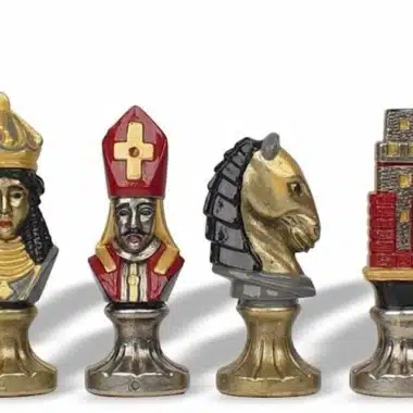 Jogo de Xadrez em Metal Pintado à Mão Medieval II