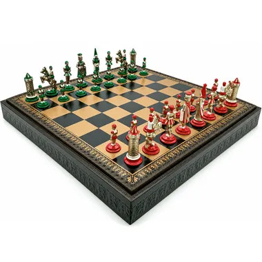 Conjunto Camelot Rei Artur IX completo com tabuleiro de couro sintético e caixa