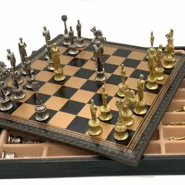 Alternative view of Conjunto Napoleão Tabuleiro em Couro Sintético & Jogo de Xadrez em Metal Maciço