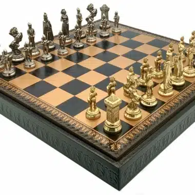 Conjunto Mary Stuart VIII Tabuleiro de Xadrez com Arrumação e Jogo de Xadrez em Metal