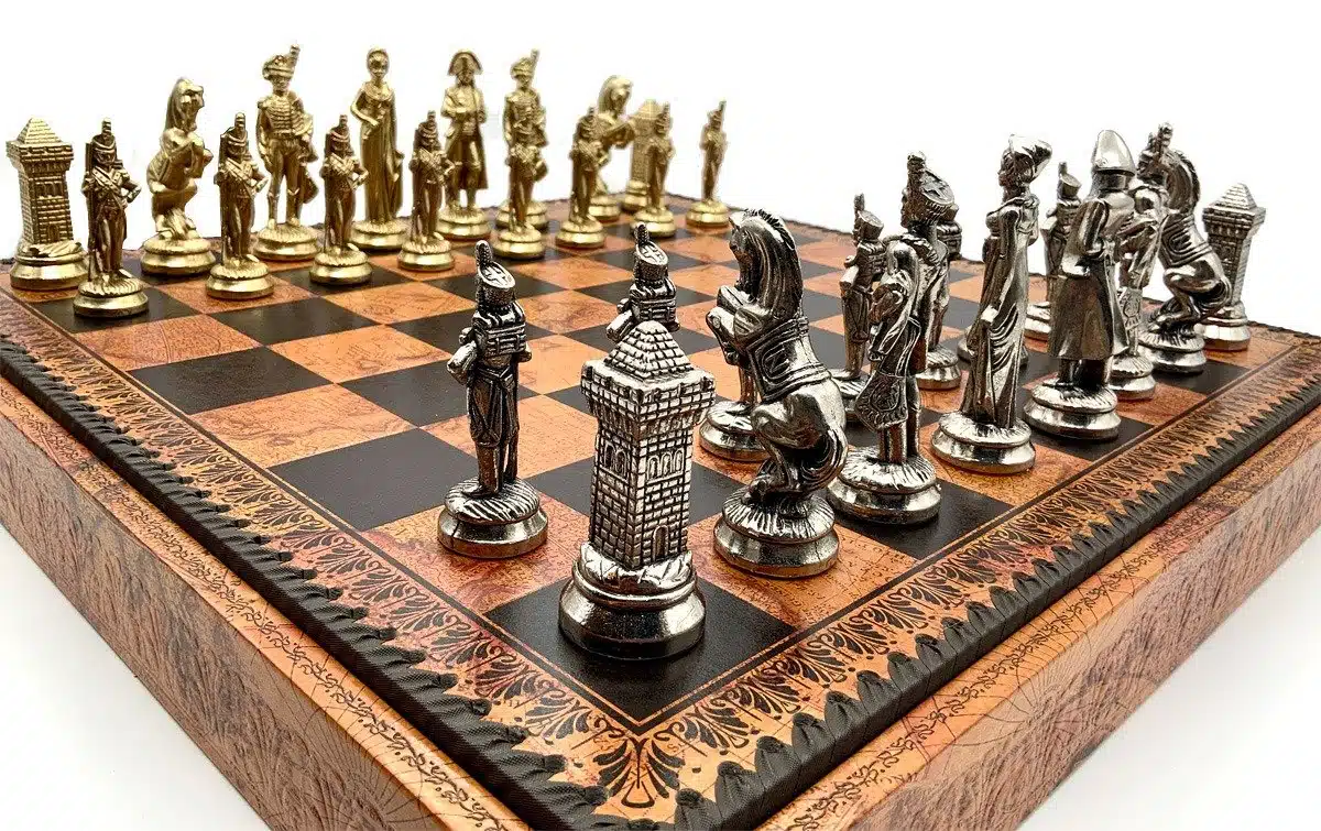 Conjunto Grande Napoleão II Tabuleiro de Xadrez com Arrumação e Jogo de Xadrez em Metal - Image 4