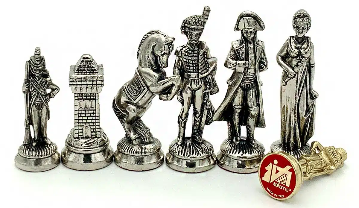 Conjunto Grande Napoleão II Tabuleiro de Xadrez com Arrumação e Jogo de Xadrez em Metal - Image 11