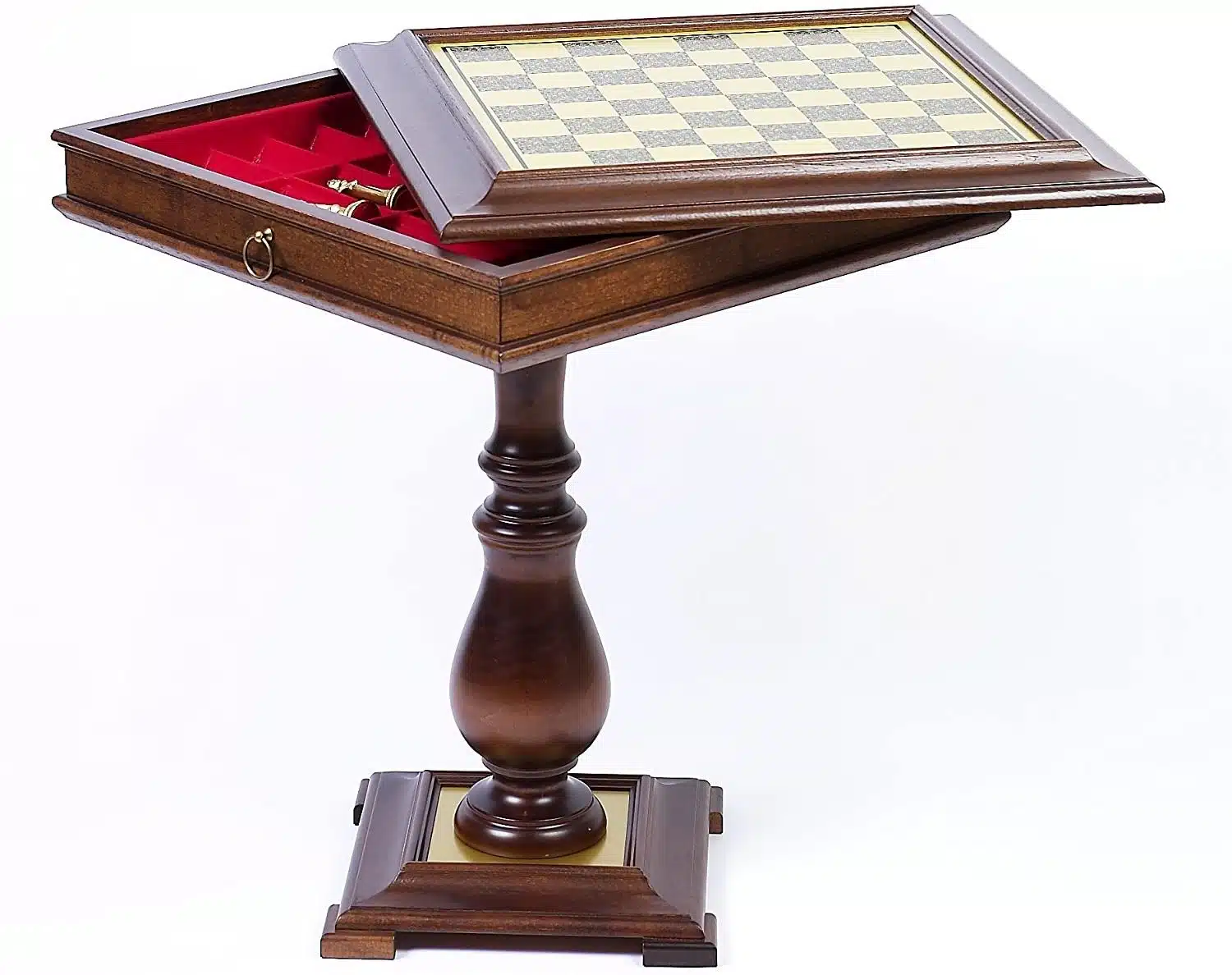 Conjunto Grande Napoleão Mesa de Xadrez em Madeira e Jogo de Xadrez em Metal - Image 2
