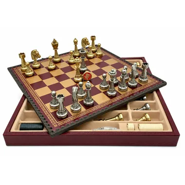 Conjunto Staunton Mix V com gaveta de arrumação aberta mostrando peças extra