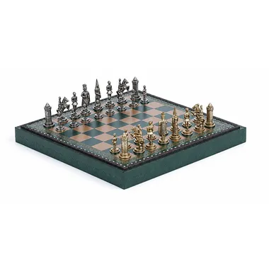 Conjunto Camelot Rei Artur em tabuleiro verde e dourado, caixa fechada