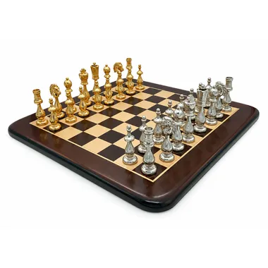 Jogo Arabic Style VI, peças folheadas a ouro e prata sobre tabuleiro de pau-rosa