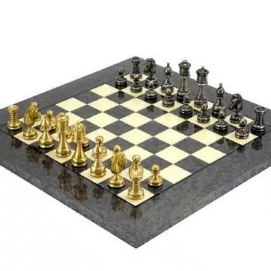 Conjunto Pérsia II Tabuleiro de Xadrez em Madeira de Ácer & Jogo de Xadrez em Latão Maciço