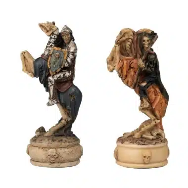 Conjunto Mortos-Vivos III Tabuleiro de Xadrez em Couro Sintético Mundo Antigo com Arrumação e Jogo de Xadrez em Resina Pintado à Mão - Image 18