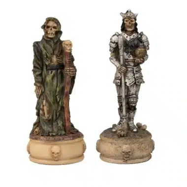 Conjunto Mortos-Vivos III Tabuleiro de Xadrez em Couro Sintético Mundo Antigo com Arrumação e Jogo de Xadrez em Resina Pintado à Mão - Image 16