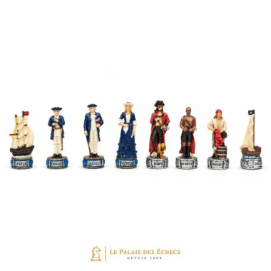 Conjunto completo de peças piratas em bases gravadas, vista frontal