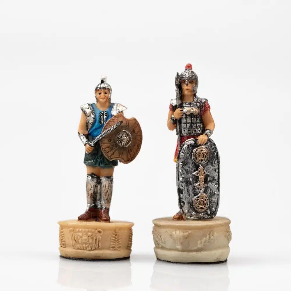 Conjunto Guerra de Troia Tabuleiro em Couro Sintético e Jogo de Xadrez em Resina Pintado à Mão - Image 10