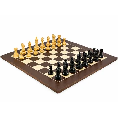 Jogo de xadrez Frankfurt completo com tabuleiro de wenge e peças de buxo