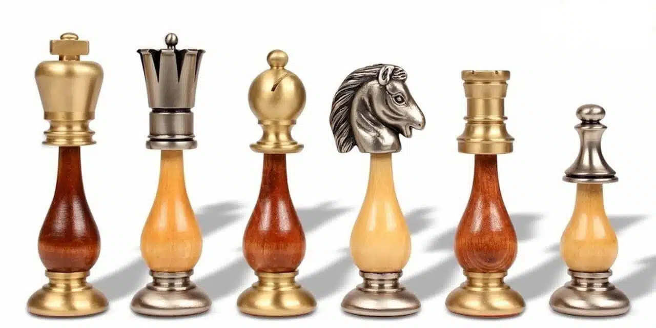 Conjunto Oriental Olmo Tabuleiro de Xadrez com Pé em Madeira de Olmo com Gaveta de Arrumação & Jogo de Xadrez em Madeira e Latão Maciço - Image 10