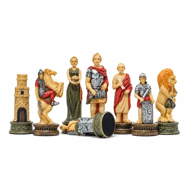Peças de xadrez Romanos vs Gladiadores, pormenor das bases em feltro