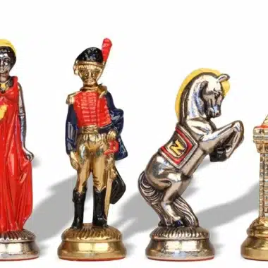 Jogo de Xadrez em Metal Pintado à Mão Napoleão Waterloo