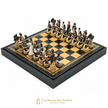Conjunto Napoleão Campanha da Rússia, vista geral sobre tabuleiro de couro sintético preto