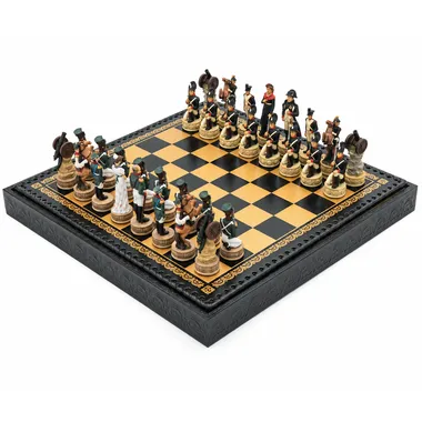 Conjunto Napoleão Campanha da Rússia, vista geral sobre tabuleiro de couro sintético preto