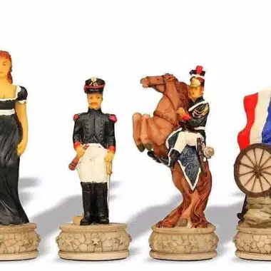 Alternative view of Conjunto de Xadrez Histórico Batalha de Waterloo e Tabuleiro em Pau-Rosa com Arrumação