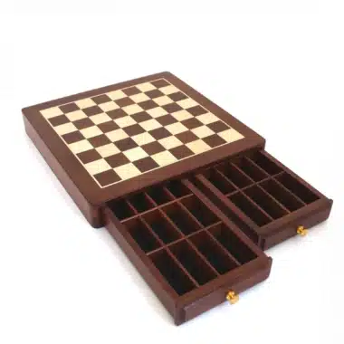 Alternative view of Tabuleiro de Xadrez em Pau-Rosa Dourado e Ácer com Duplo Tiroir de Arrumação