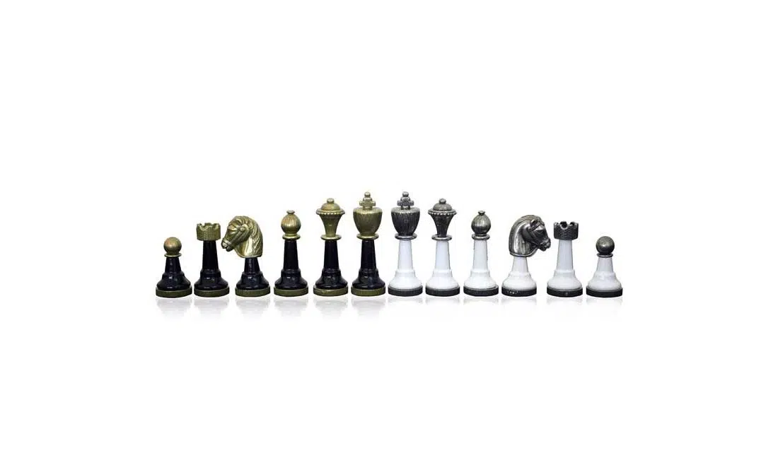 Conjunto Staunton Design X Jogo de Xadrez e Tabuleiro em Mármore Preto e Branco - Image 5