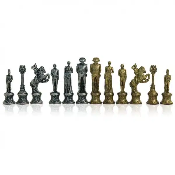Jeu d'Échecs Napoléon - Échiquier en similicuir & Pièces en métal