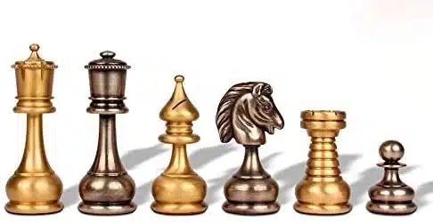 Jogo de Xadrez Grande Conjunto Persa - Tabuleiro - Gamão e Damas em Pele Sintética & Peças em Latão Maciço - Image 7