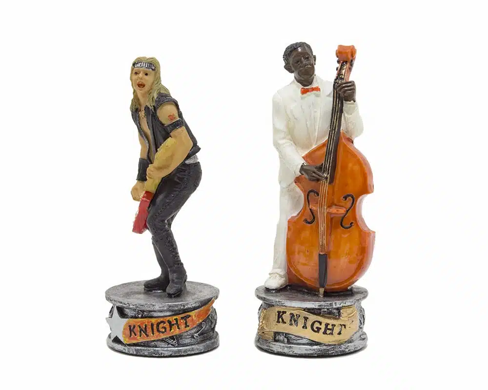 Jogo de Xadrez Jazz vs Rock - Tabuleiro em Pele Sintética & Peças em Resina - Image 8