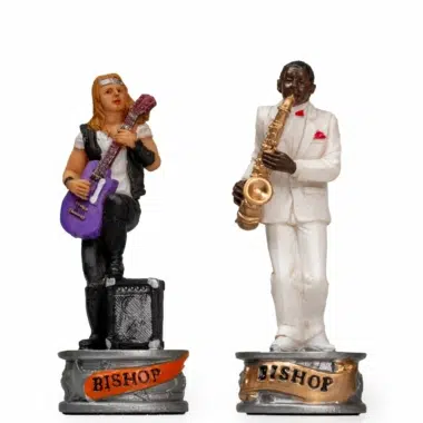Jeu d'Échecs Jazz vs Rock - Échiquier en similicuir & Pièces en résine