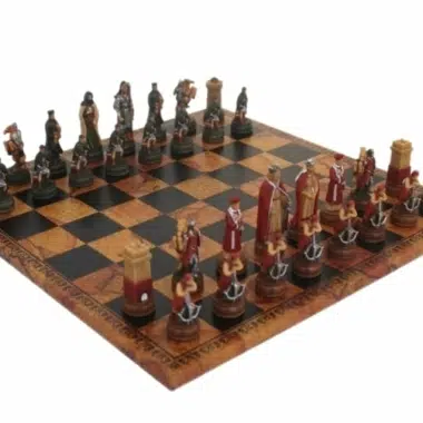 Jogo de Xadrez Camelot - Tabuleiro em Couro Sintético e Peças em Resina