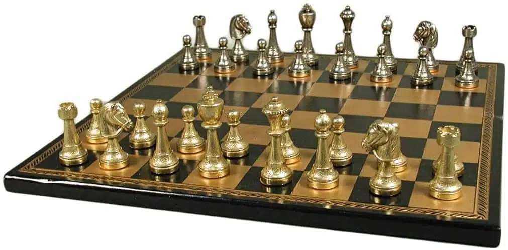 Jogo de Xadrez Staunton em Metal & Tabuleiro em Pele Sintética - Image 2