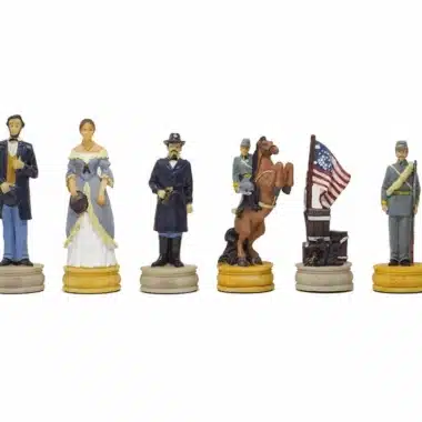 Jogo de Xadrez Guerra Civil Americana em Resina e Tabuleiro em Pele Sintética com Compartimento de Arrumação - Image 4