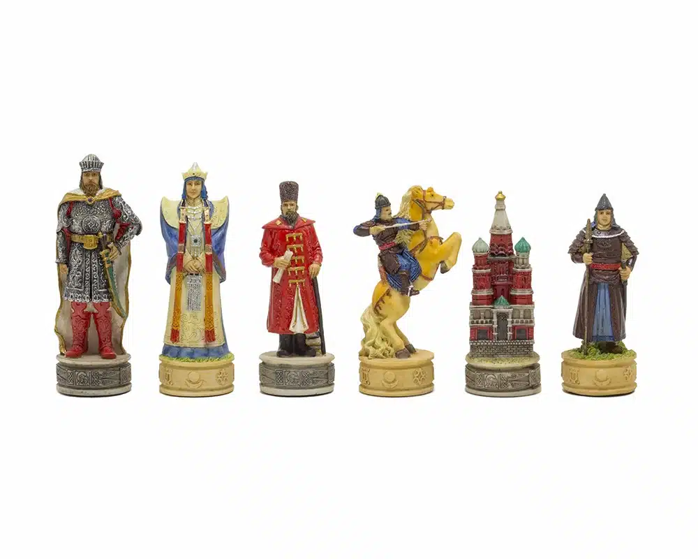 Jogo de Xadrez Dominação Mongol sobre a Rússia em Resina e Tabuleiro em Couro Sintético - Image 4