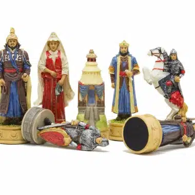 Alternative view of Jogo de Xadrez Invasão Mongol da Rus de Kiev em Resina & Tabuleiro em Couro Sintético com Compartimento de Arrumação