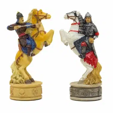Jogo de Xadrez Invasão Mongol da Rus de Kiev em Resina & Tabuleiro em Couro Sintético com Compartimento de Arrumação - Image 6