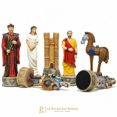 Peças Batalha de Troia: rei, dama, torre, bispo e cavalo de Troia