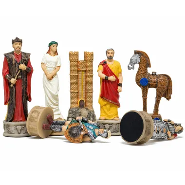 Peças Batalha de Troia: rei, dama, torre, bispo e cavalo de Troia