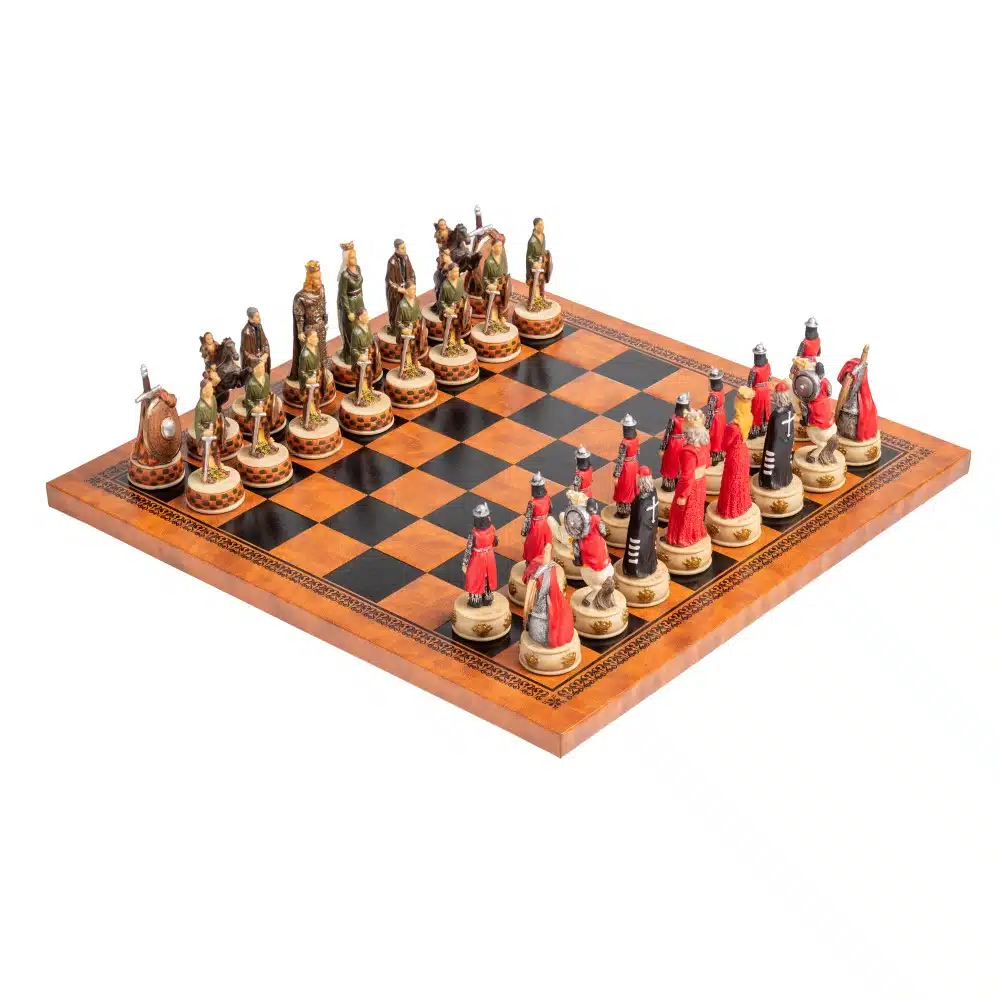 Jogo de Xadrez Guerra da Independência da Escócia em Resina & Tabuleiro em Couro Sintético - Image 12