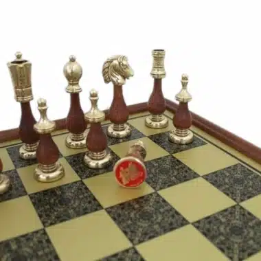 Alternative view of Jogo de Xadrez Arabesque - Tabuleiro com Efeito de Latão e Caixilho em Madeira & Peças de Xadrez em Metal e Madeira