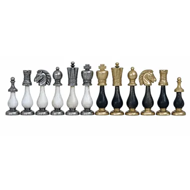Comparação dos reis em metal branco, prateado, preto e dourado lado a lado