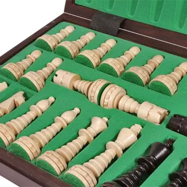 Grande Jogo de Xadrez e Tabuleiro Dobrável e Tabuleiro Dobrável em Madeira com Arrumação - Image 6