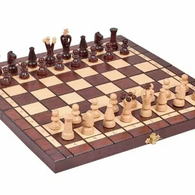 Jogo de Xadrez e Jogo de Damas Dobrável em Madeira