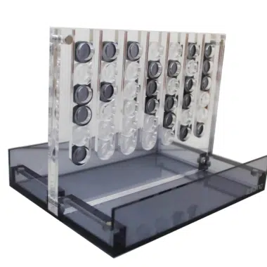 Jogo de Sociedade Quatro em Linha Original em Plexiglas Cinzento