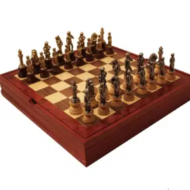 Alternative view of Jogo de Xadrez Florence e Tabuleiro em Madeira de Nogueira e Ácer com Arrumação