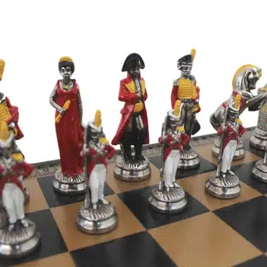 Alternative view of Jogo de Xadrez Napoleão Pintado à Mão e Tabuleiro em Pele Sintética com Arrumação