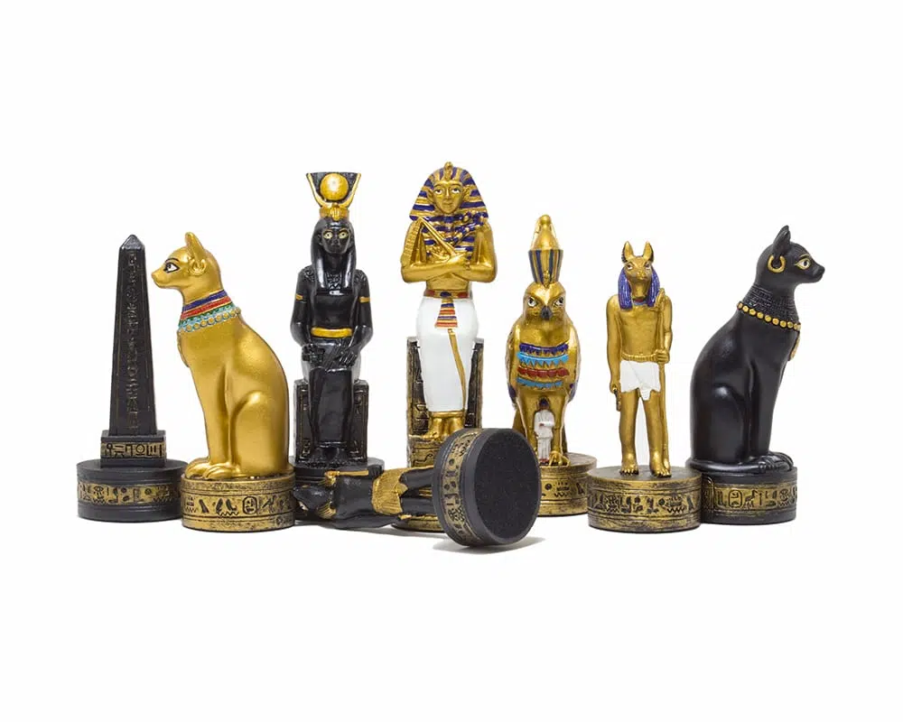 Peças de Xadrez Egipto e Tabuleiro de Madeira com Arrumação - Image 3